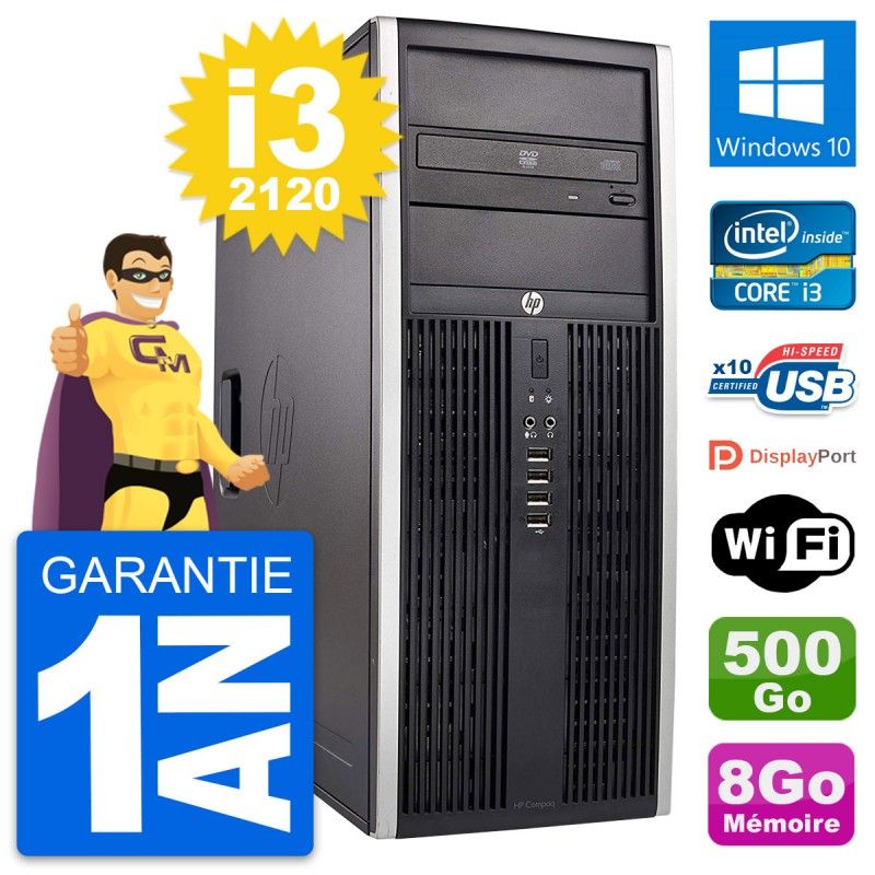 HP Elite 8300 Desktop PC - Intel Core i3-2120, 8GB RAM, 500GB HDD, Windows 10, WiFi