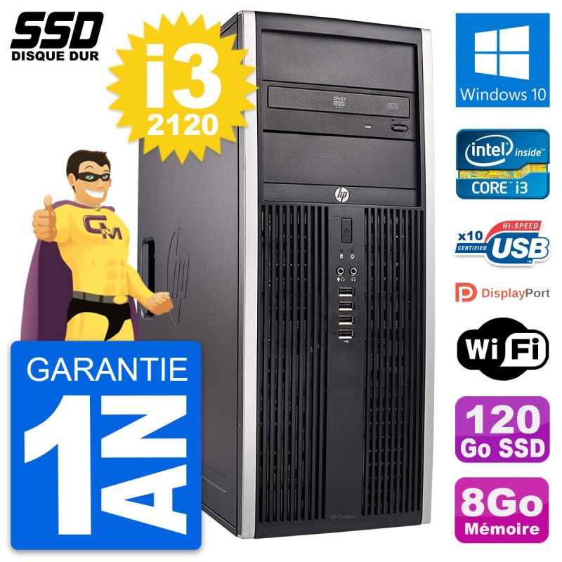 PC de escritorio HP Elite 8300 - Procesador Intel Core i3-2120, 8 GB de RAM, SSD de 120 GB, Windows 10, WiFi