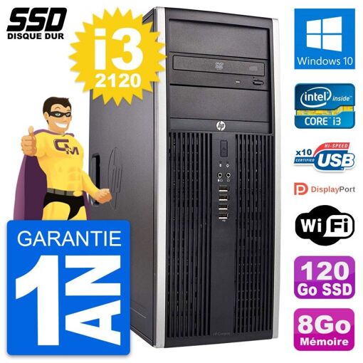 HP Elite 8300 Desktop PC - Intel Core i3-2120, 8GB RAM, 120GB SSD, Windows 10, WiFi