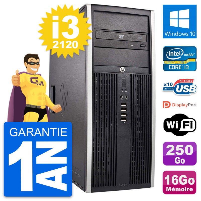 HP Elite 8300 Desktop PC - Intel Core i3-2120, 16GB RAM, 250GB HDD, Windows 10, WiFi