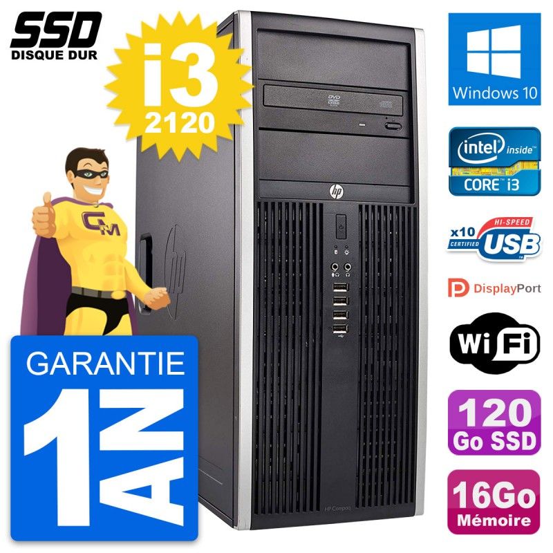 HP Elite 8300 Desktop PC - Intel Core i3-2120, 16GB RAM, 120GB SSD, Windows 10, Wifi