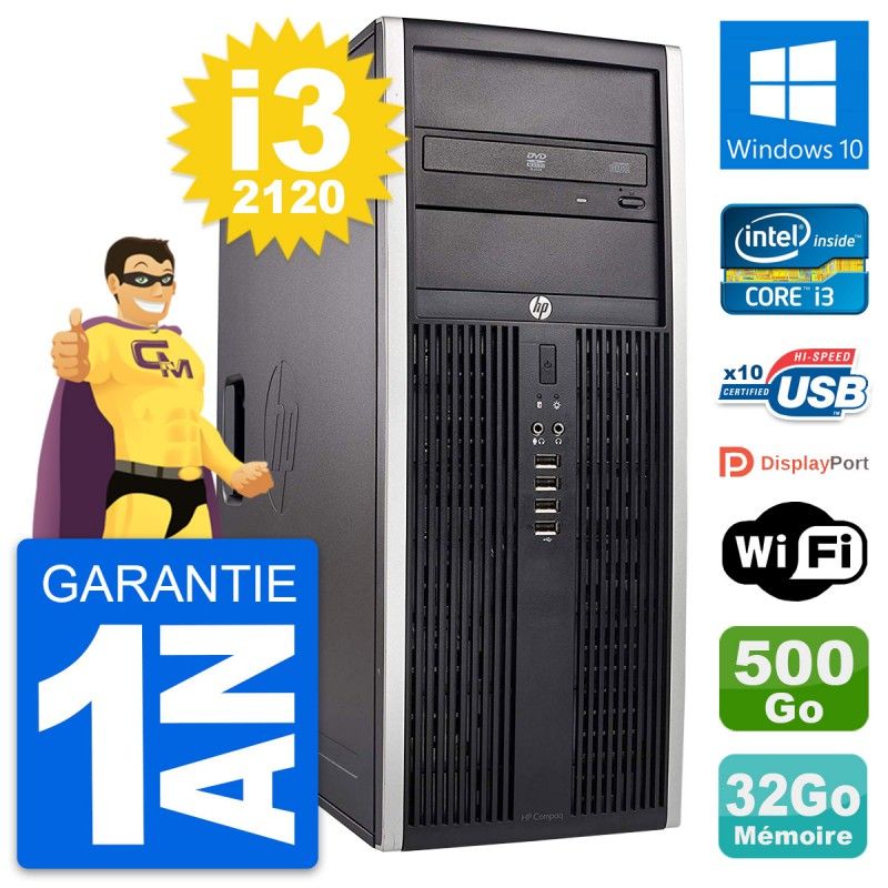PC de escritorio HP Elite 8300 - Intel Core i3-2120, 32GB RAM, 500GB HDD, Windows 10, WiFi
