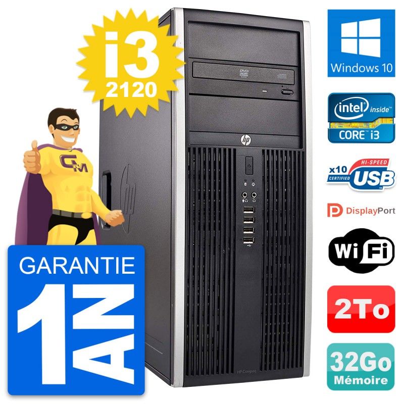 PC de escritorio HP Elite 8300 - Intel Core i3-2120, 32GB de RAM, 2TB de disco duro, Windows 10, WiFi