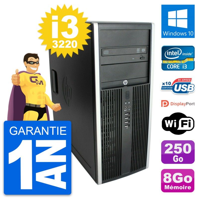 HP Elite 8300 Desktop PC - Intel Core i3-3220, 8GB RAM, 250GB Hard Drive, Windows 10, WiFi