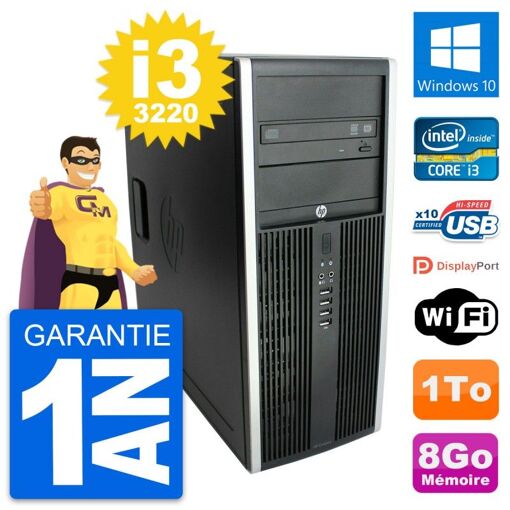 HP Elite 8300 Desktop PC - Intel Core i3-3220, 8GB RAM, 1TB HDD, Windows 10, WiFi
