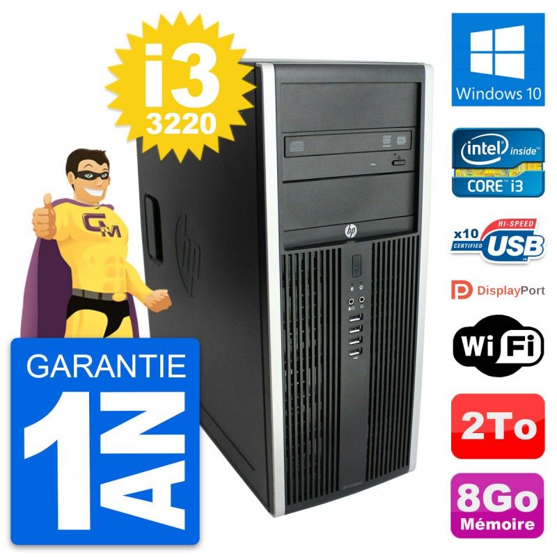 HP Elite 8300 Desktop PC - Intel Core i3-3220, 8GB RAM, 2TB Hard Drive, Windows 10, WiFi
