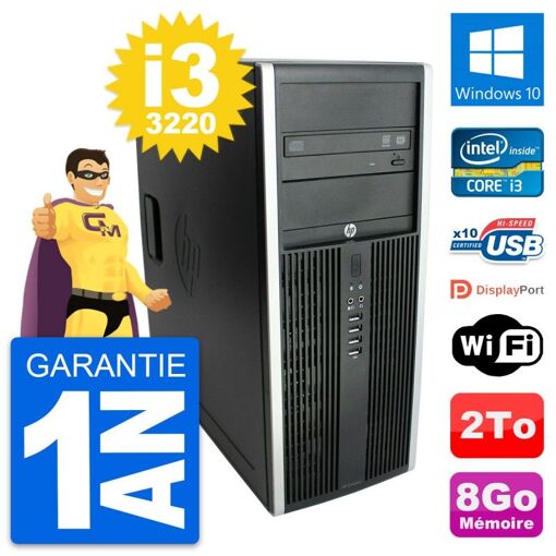 HP Elite 8300 Desktop PC - Intel Core i3-3220, 8GB RAM, 2TB Hard Drive, Windows 10, WiFi