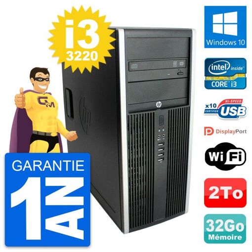 HP Elite 8300 Desktop PC - Intel Core i3-3220, 32GB RAM, 2TB HDD, Windows 10, WiFi