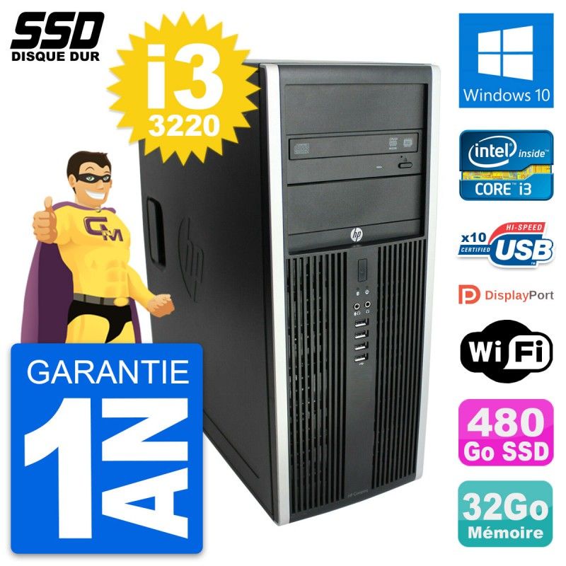 PC de escritorio HP Elite 8300 - Procesador Intel Core i3-3220, 32 GB de RAM, 480 GB SSD, Windows 10, WiFi
