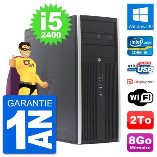 HP Elite 8300 Desktop Computer - Intel Core i5, 8GB RAM, 2TB Hard Drive, Windows 10, WiFi