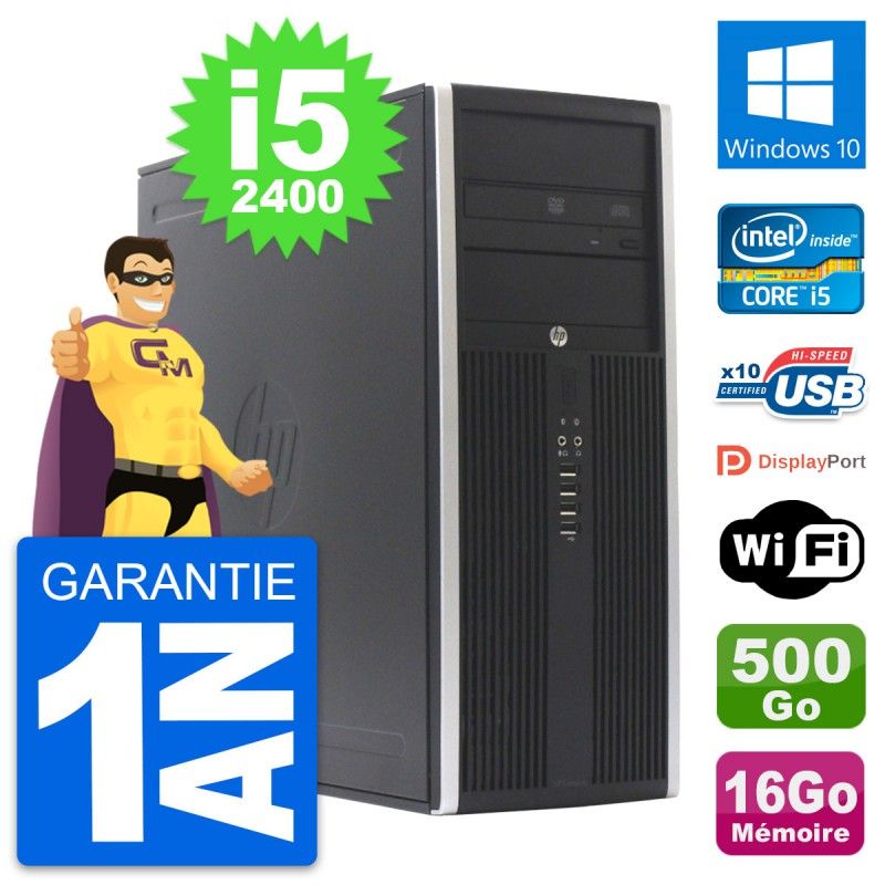 Ordinateur de bureau HP Compaq Elite 8300 - Processeur Intel Core i5, 16 Go de RAM, 500 Go de disque dur, Windows 10