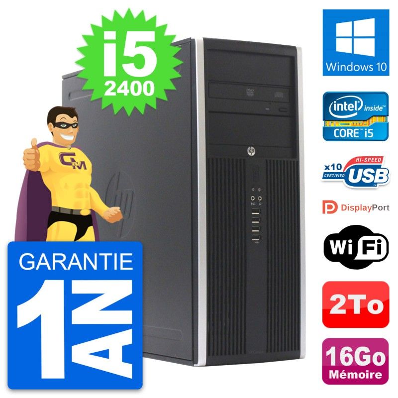 Ordinateur de bureau HP Compaq Elite 8300 - Processeur Intel Core i5, 16 Go de RAM, Disque dur de 2 To, Windows 10