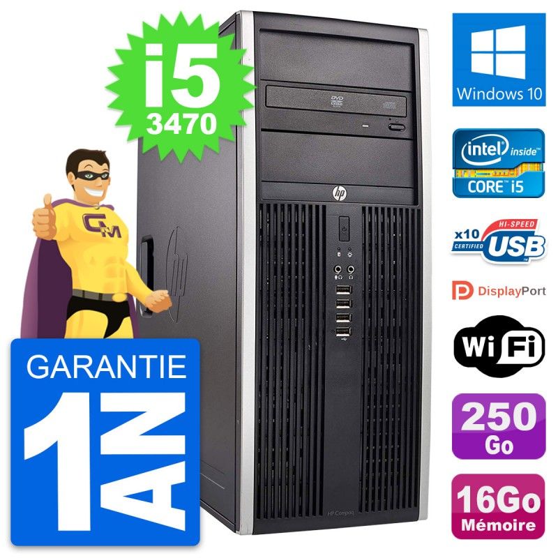 HP Elite 8300 Desktop PC - Intel Core i5, 16GB RAM, 250GB SSD, Windows 10, WiFi