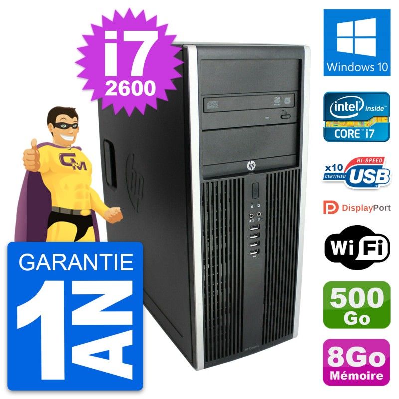 Ordinateur de bureau HP Compaq Elite 8300 - Processeur Intel Core i7, 8 Go de RAM, Disque dur de 500 Go, Windows 10, Wi-Fi
