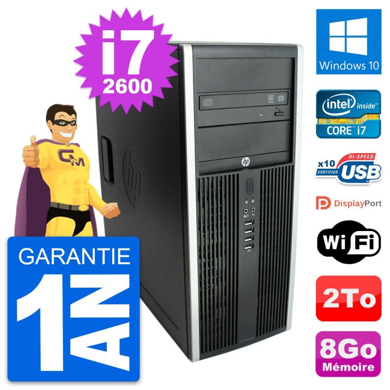 Ordinateur de bureau HP Compaq Elite 8300 - Intel Core i7, 8 Go de RAM, 2 To de SSD, Windows 10, Wi-Fi