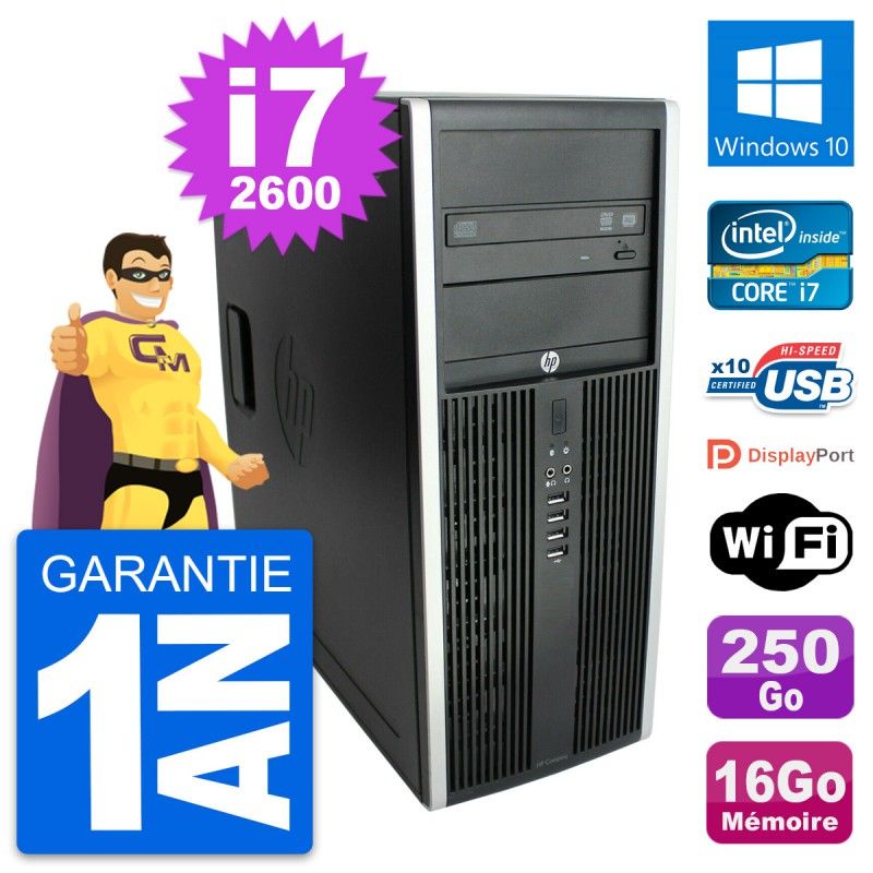Ordinateur de bureau HP Compaq Elite 8300 - Processeur Intel Core i7, 16 Go de RAM, 250 Go HDD, Windows 10, Wi-Fi