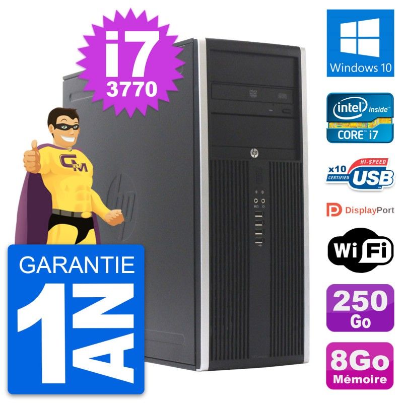 HP Elite 8300 Desktop PC - Intel Core i7, 8GB RAM, 250GB HDD, Windows 10, WiFi