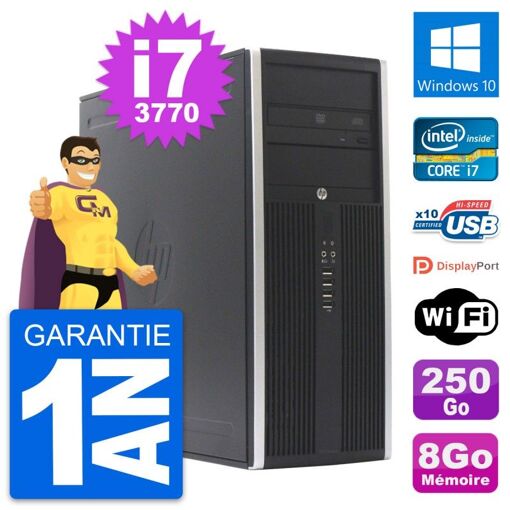 HP Elite 8300 Desktop PC - Intel Core i7, 8GB RAM, 250GB HDD, Windows 10, WiFi