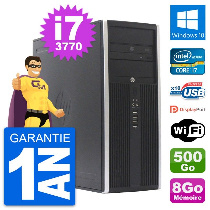 HP Elite 8300 Desktop PC - Intel Core i7-3770, 8GB RAM, 500GB Hard Drive, Windows 10, WiFi