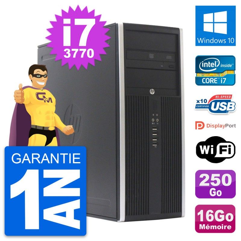 HP Elite 8300 Desktop PC - Intel Core i7, 16GB RAM, 250GB SSD, Windows 10, WiFi