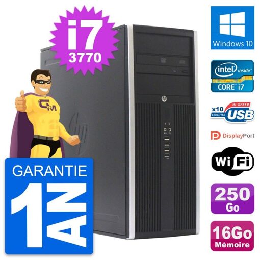 HP Elite 8300 Desktop PC - Intel Core i7, 16GB RAM, 250GB SSD, Windows 10, WiFi