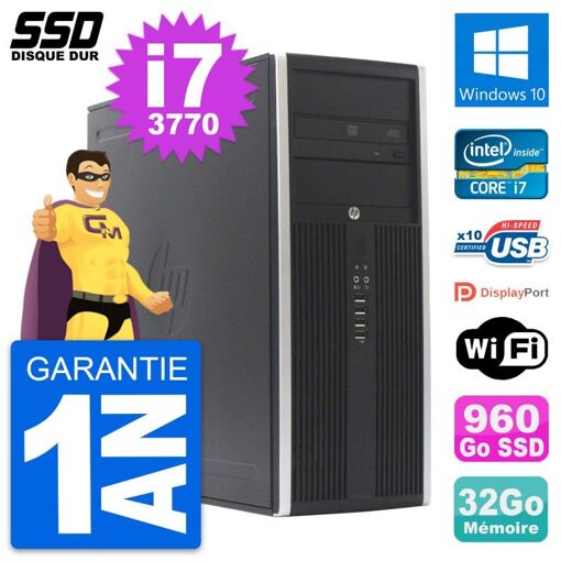 HP Elite 8300 Desktop PC - Intel Core i7-3770, 32GB RAM, 960GB SSD, Windows 10, WiFi