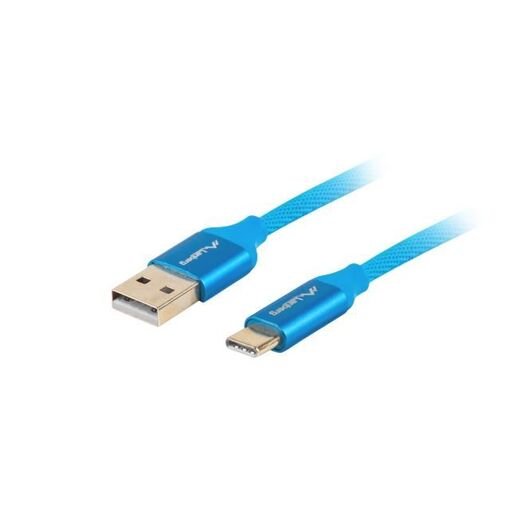 Câble USB Lanberg 2.0 Homme/Homme USB C avec charge rapide 3.0, Bleu, 1.8m