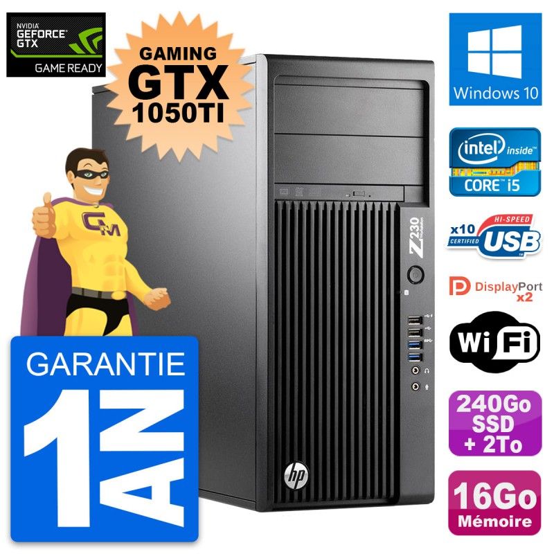 HP Z230 Gaming PC with GTX 1050Ti, i5-4570, 16GB RAM, 240GB SSD + 2TB HDD, Windows 10