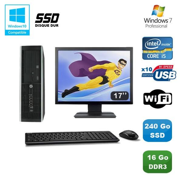 Ordinateur de bureau HP Elite 8100 SFF - Processeur Intel Core i5, 16 Go de RAM, SSD 240 Go, Lecteur optique DVD, Wifi, Windows 7 Professionnel