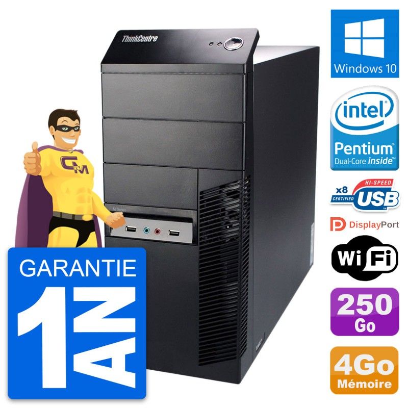 PC de escritorio Lenovo ThinkCentre M91p - Procesador Intel G630, 4 GB de RAM, disco duro de 250 GB, Windows 10, WiFi