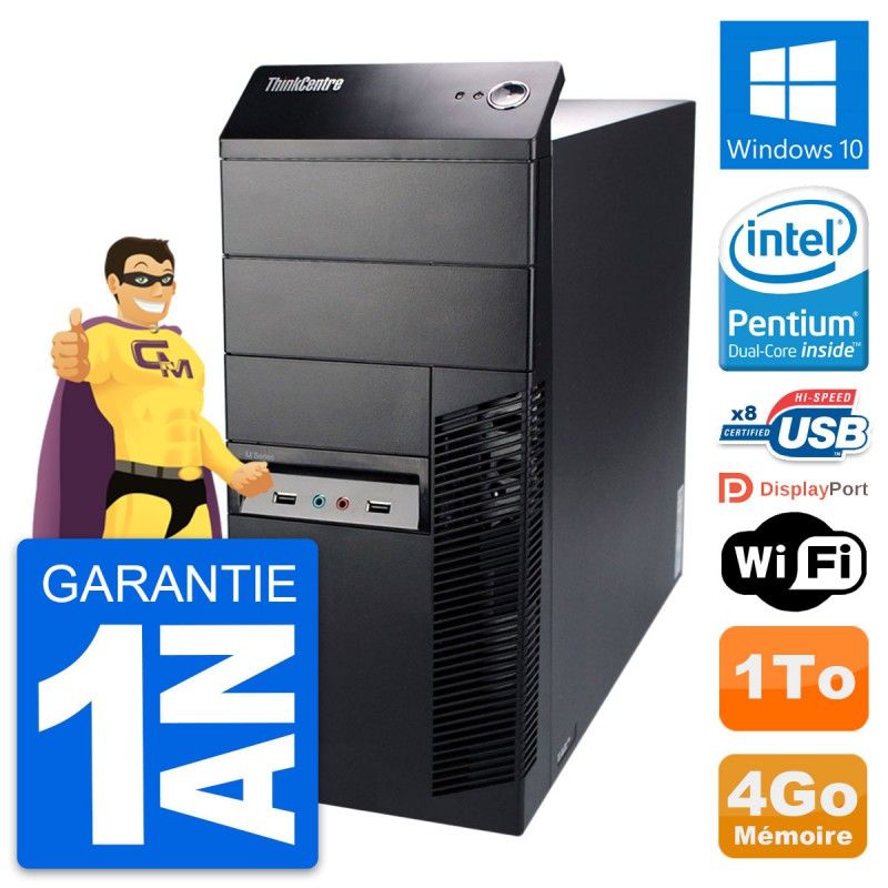 PC de escritorio Lenovo ThinkCentre M91p - Procesador Intel Pentium G630, 4GB de RAM, 1TB HDD, Windows 10, WiFi