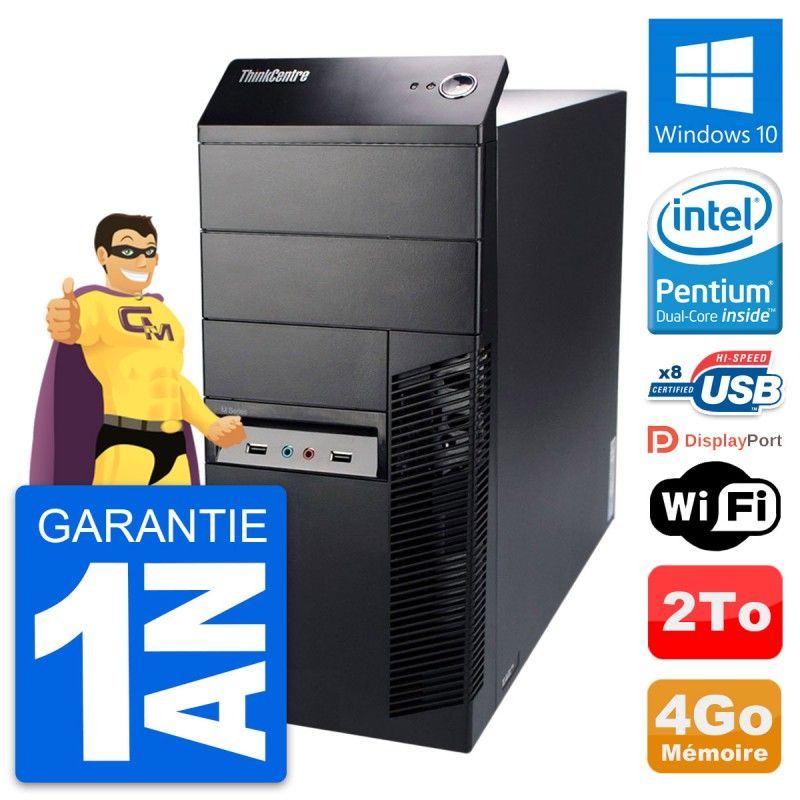 Ordinateur de bureau Lenovo ThinkCentre M91p - Processeur Intel G630, 4 Go de RAM, 2 To SSD, Windows 10, WiFi