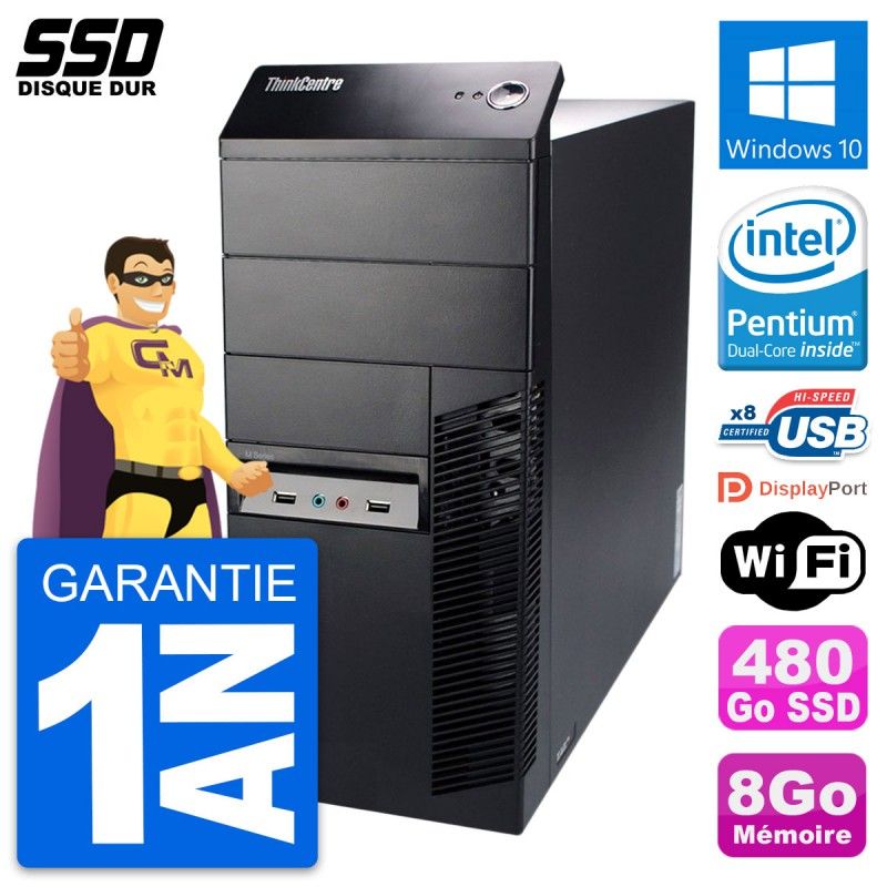 Computadora de escritorio Lenovo ThinkCentre M91p - Procesador Intel G630, 8 GB de RAM, 480 GB SSD, Windows 10, WiFi