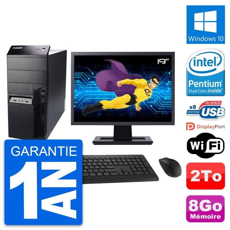 Lenovo M91p 19-Inch Desktop PC - Intel G630, 8GB RAM, 2TB HDD, Windows 10, WiFi