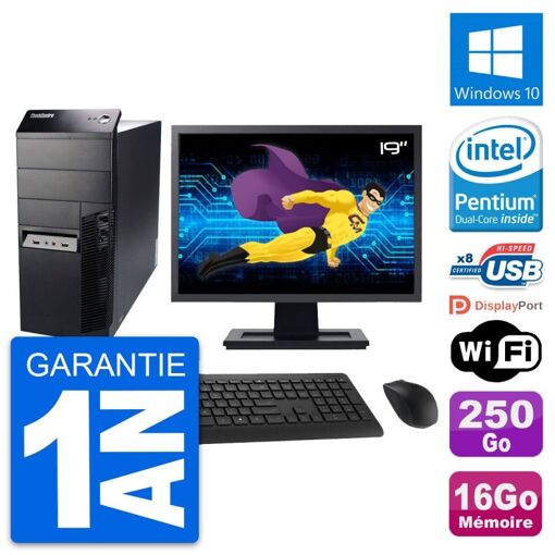 Lenovo M91p 19-inch Desktop PC - Intel G630, 16GB RAM, 250GB HDD, Windows 10, WiFi
