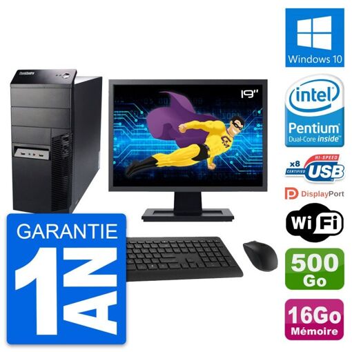 Lenovo M91p 19-inch Screen PC - Intel G630, 16GB RAM, 500GB HDD, Windows 10, WiFi