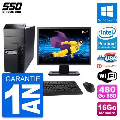 Lenovo M91p 19-inch Desktop PC - Intel G630, 16GB RAM, 480GB SSD, Windows 10, WiFi