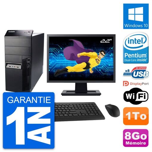 PC de escritorio Lenovo M91p - Pantalla de 22'', Procesador Intel G630, 8 GB de RAM, Disco duro de 1 TB, Windows 10, WiFi