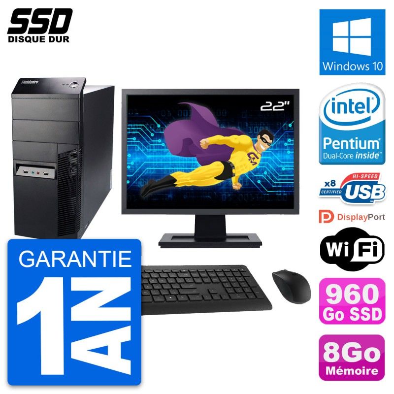 Lenovo M91p 22-inch All-in-One PC - Intel G630, 8GB RAM, 960GB SSD, Windows 10, WiFi