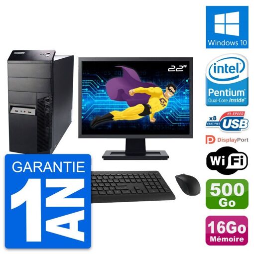 Lenovo M91p 22" Desktop PC - Intel G630, 16GB RAM, 500GB HDD, Windows 10, Wifi