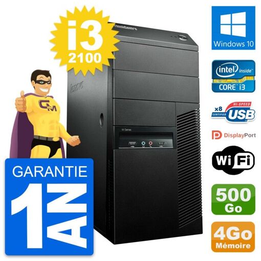 Lenovo M91p Desktop PC - Intel Core i3-2100, 4GB RAM, 500GB HDD, Windows 10, WiFi