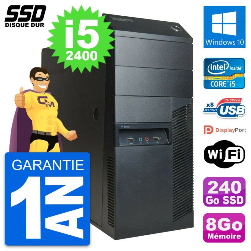 Lenovo ThinkCentre M91p Core i5-2400 8GB RAM 240GB SSD Windows 10 Wifi Desktop PC