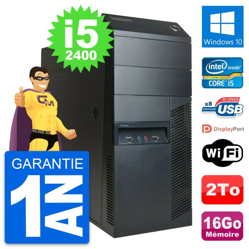 Lenovo ThinkCentre M91p Core i5-2400 16GB RAM 2TB HDD Windows 10 WiFi Desktop Computer