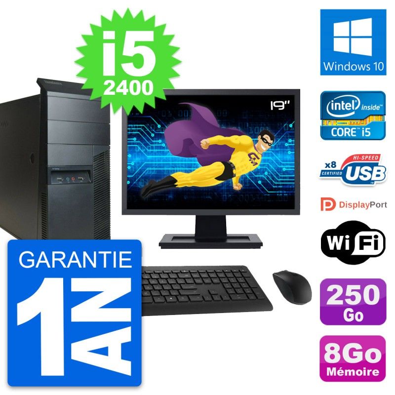 Lenovo M91p 19-Inch Desktop Computer - Intel i5, 8GB RAM, 250GB SSD, Windows 10, WiFi
