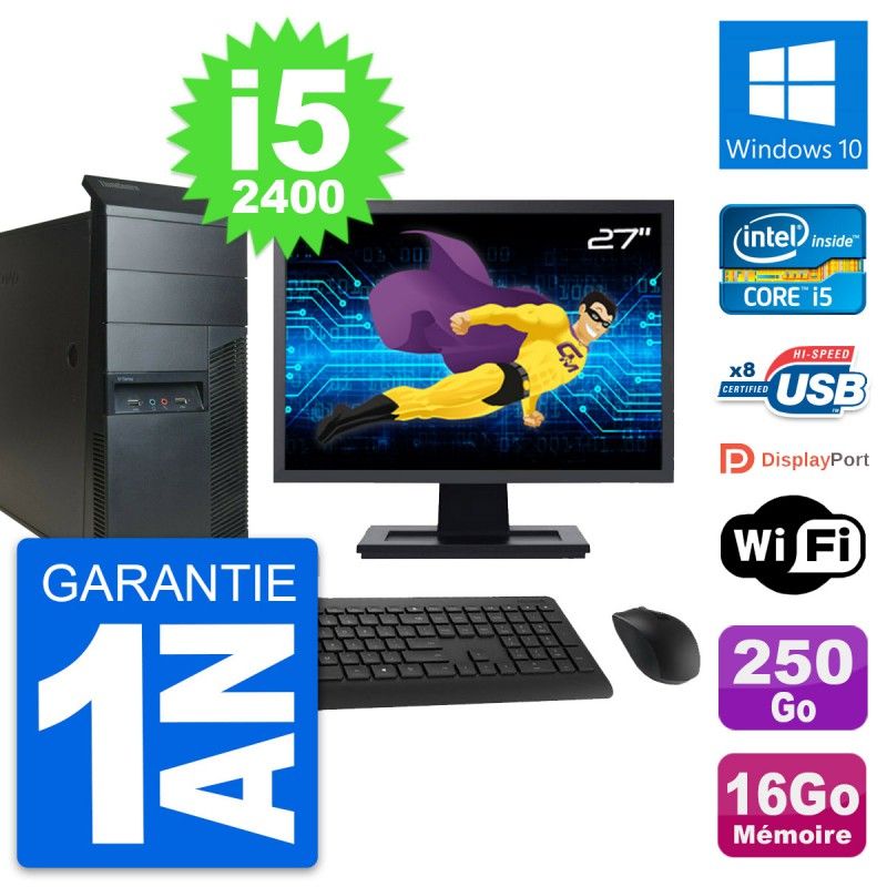 Lenovo M91p 27-inch All-in-One PC - Core i5, 16GB RAM, 250GB SSD, Windows 10, Wi-Fi