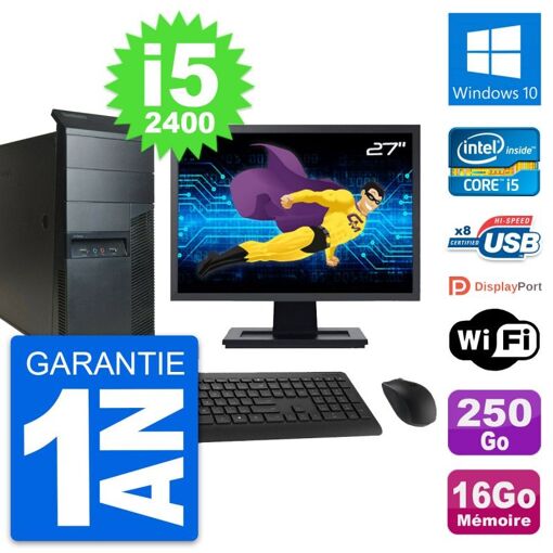 Lenovo M91p 27-inch All-in-One PC - Core i5, 16GB RAM, 250GB SSD, Windows 10, Wi-Fi