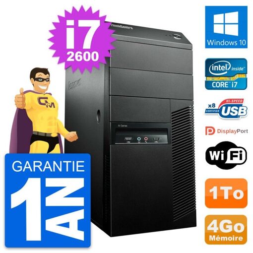 Lenovo ThinkCentre M91p Desktop PC - Intel i7-2600, 4GB RAM, 1TB HDD, Windows 10, WiFi