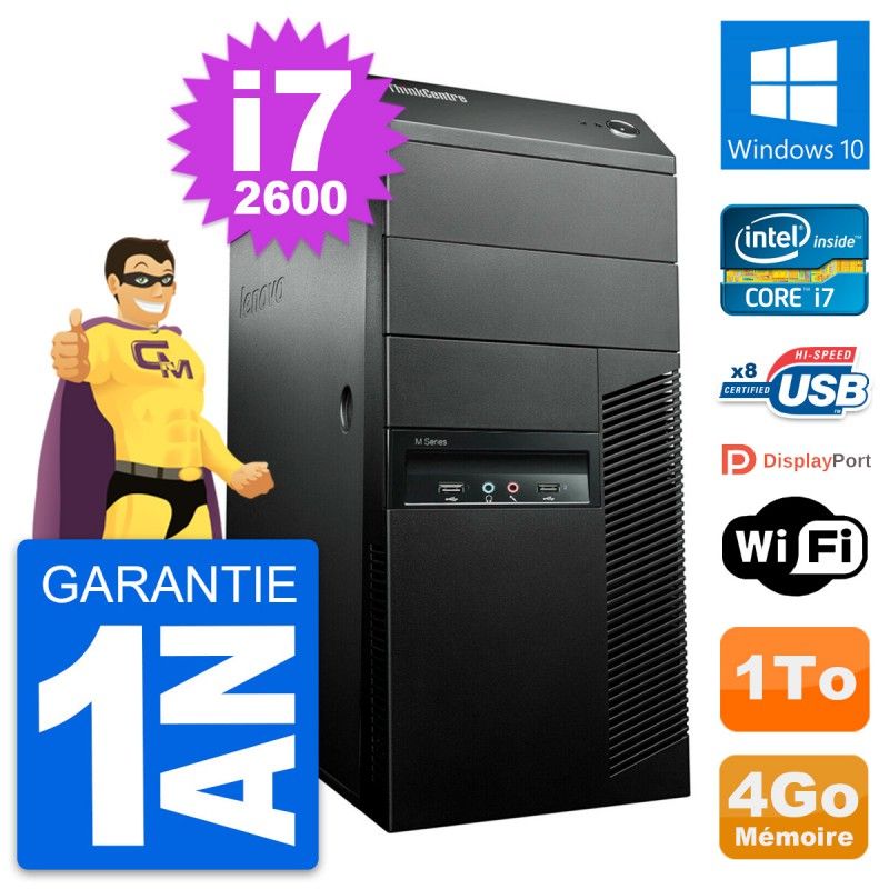 Lenovo ThinkCentre M91p Desktop PC - Intel i7-2600, 4GB RAM, 1TB HDD, Windows 10, WiFi