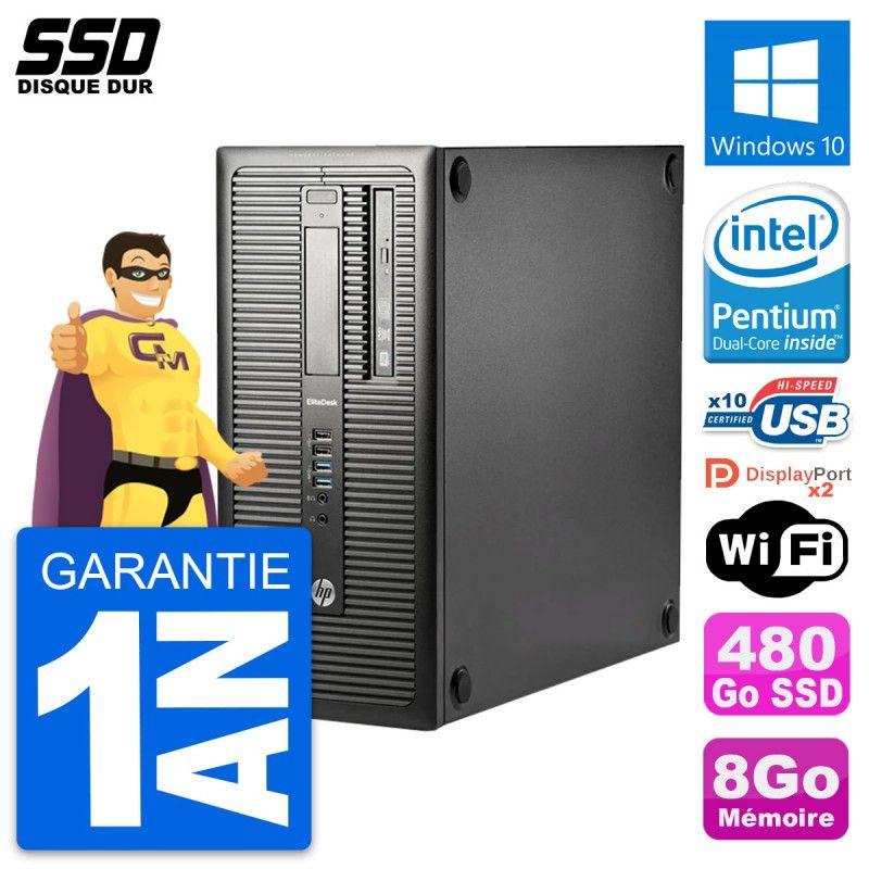 HP EliteDesk 800 G1 Desktop PC - Intel Core i3-4170, 8GB RAM, 256GB SSD, Windows 10, Wi-Fi