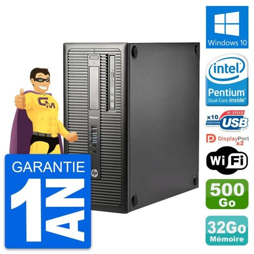 HP EliteDesk 800 G1 Desktop PC - Intel Pentium G3220, 32GB RAM, 500GB HDD, Windows 10, WiFi